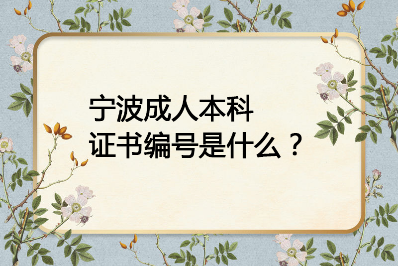 宁波成人本科的证书编号是什么？