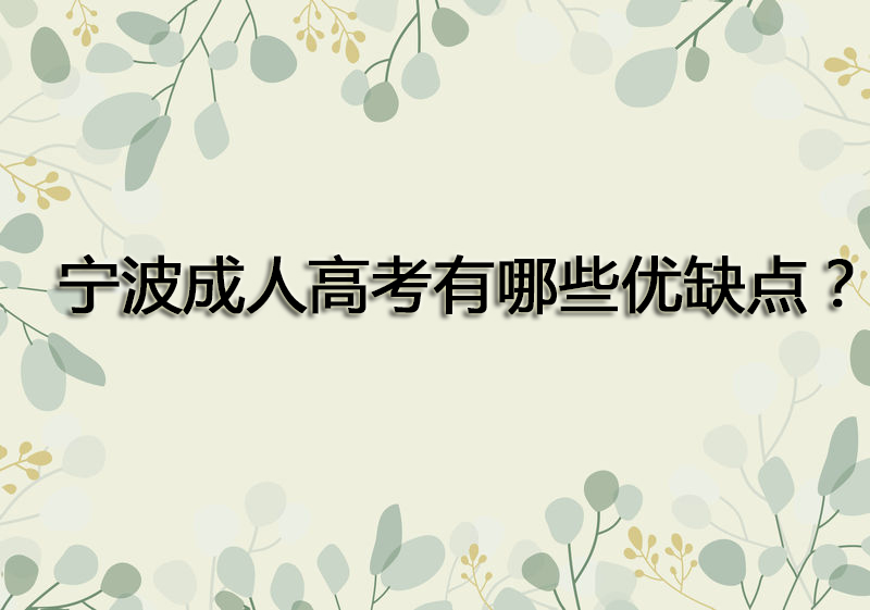 宁波成人高考有哪些优缺点？