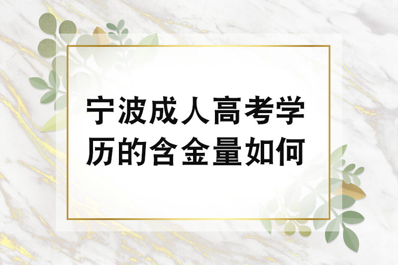 宁波成人高考学历的含金量如何？